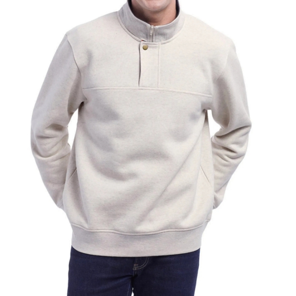 Orvis Signature Fleece Quarter Zip Snap Pullover Oatmeal Mens XXL Item 615914